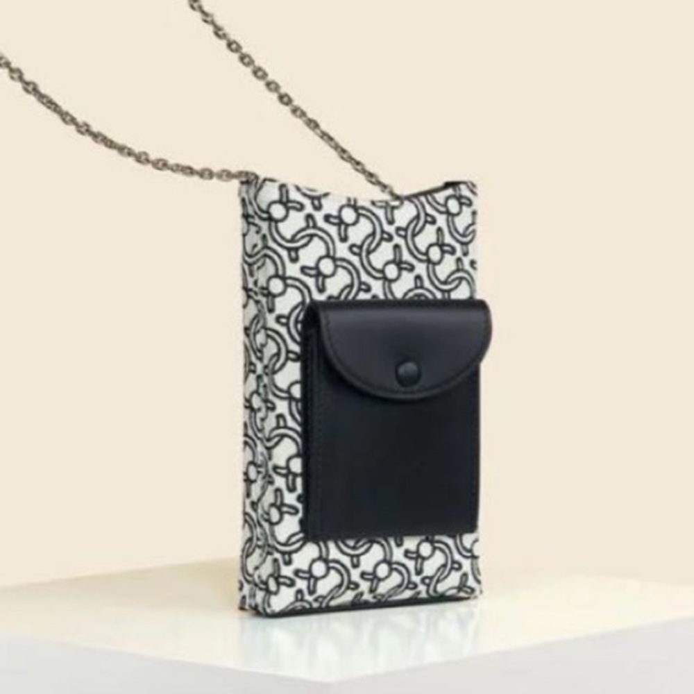 NWT CAFUNE Camber Sling Black and White Printed Mini Crossbody Bag